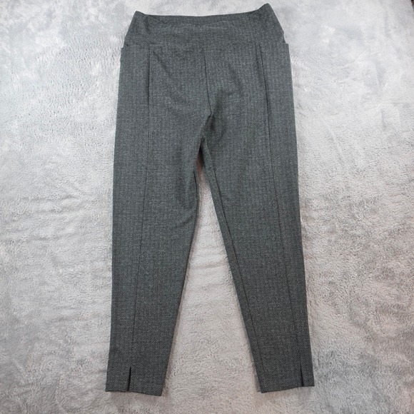 Soft Surroundings Pants - Soft Surroundings Womens Med Grey Herringbone Pull On Tapered Ankle Slit Pants